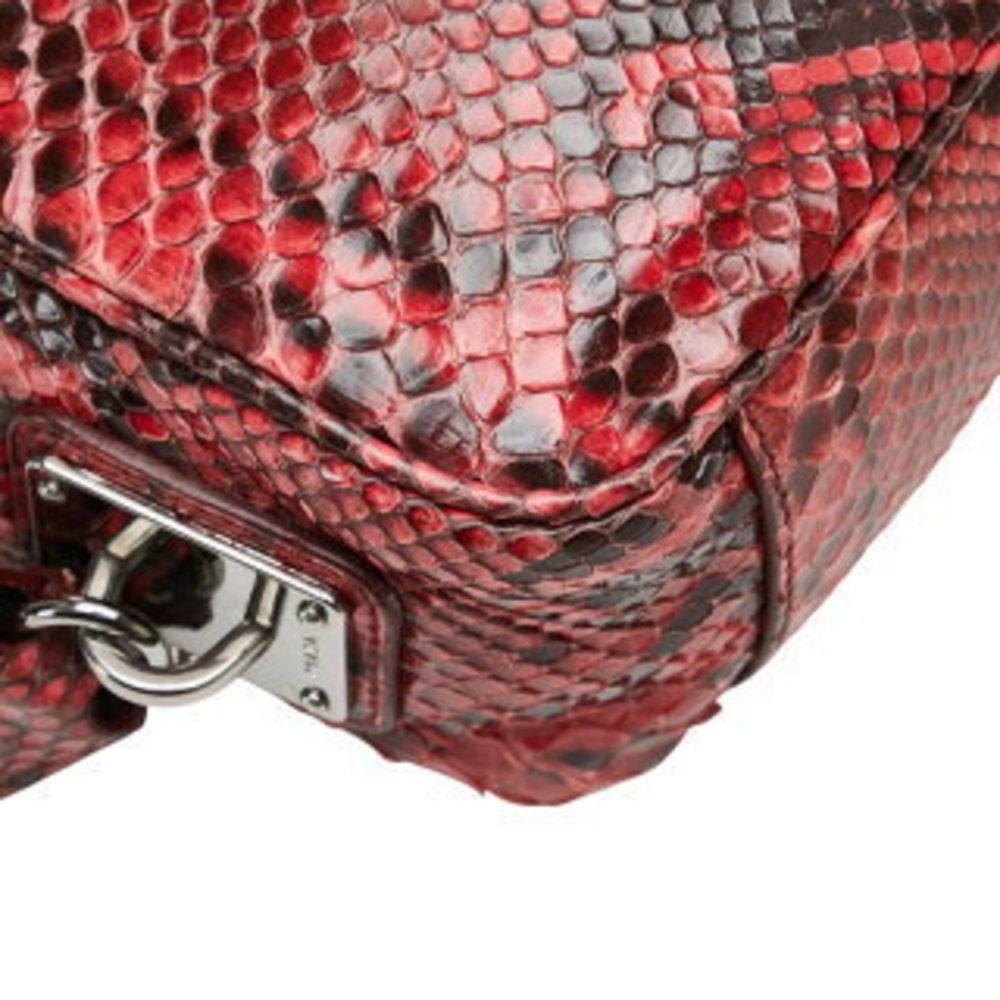 Prada Python Triangle Shoulder Bag Red Black Leat… - image 7